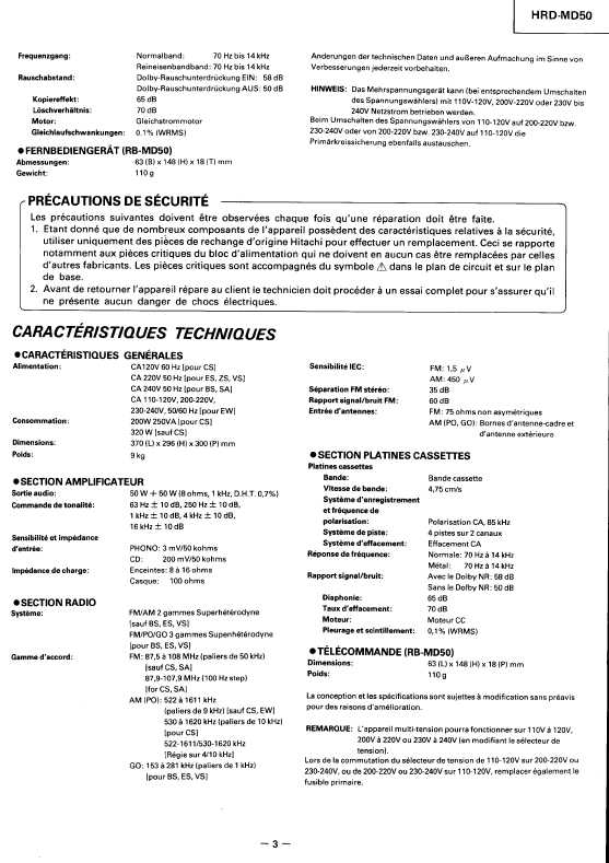 Сервисная инструкция Hitachi HRD-MD50