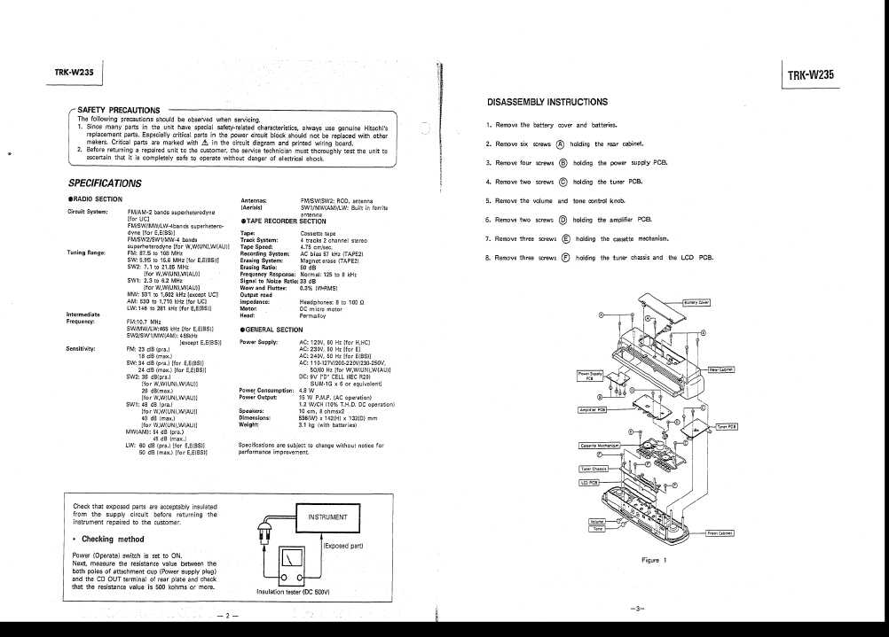 Сервисная инструкция HITACHI TRK-W235