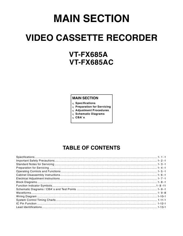 Сервисная инструкция Hitachi VT-FX685A