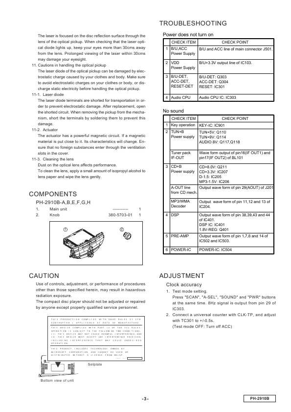 Сервисная инструкция Clarion PH-2910B