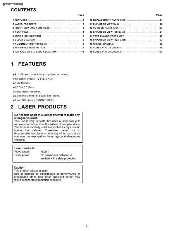 Сервисная инструкция PANASONIC CQ-JH8160Z
