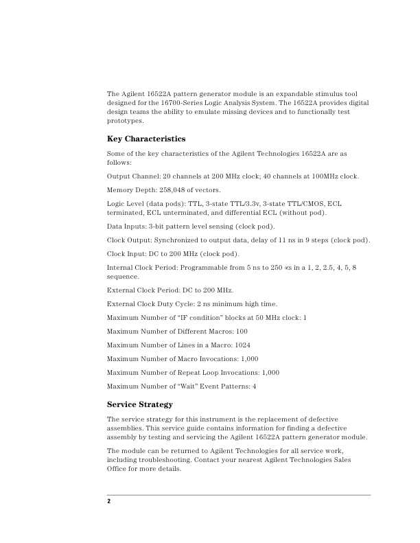 Сервисная инструкция HP (Agilent) 16522A PATTERN GENERATOR