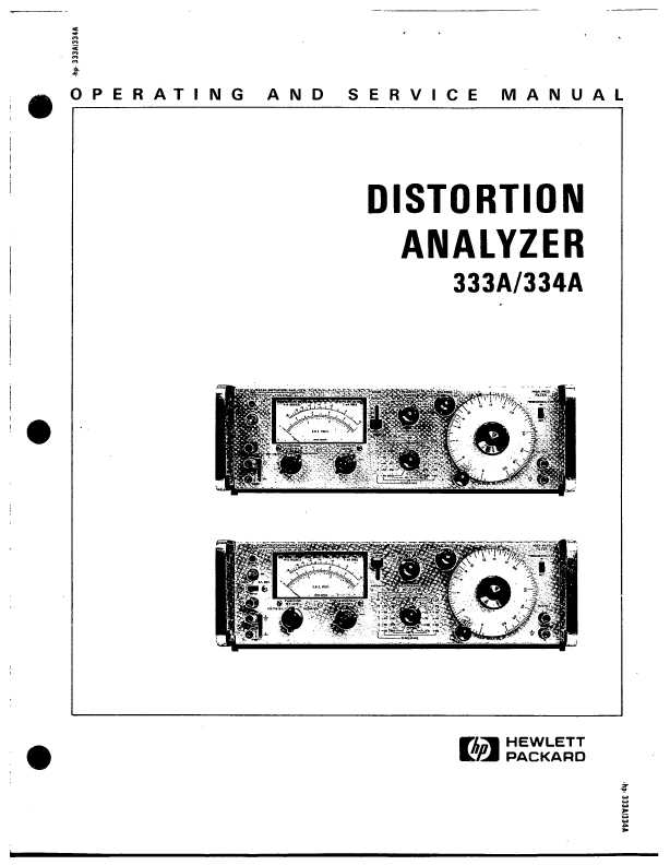 Сервисная инструкция HP (Agilent) 333A 334A DISTORTION ANALYZER