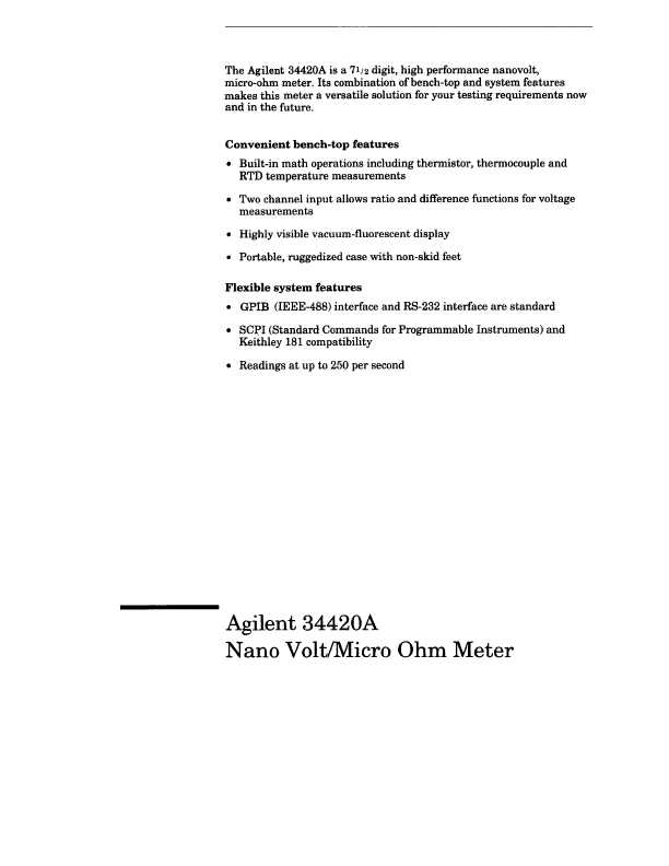 Сервисная инструкция HP (Agilent) 34420A MICRO OHM METER