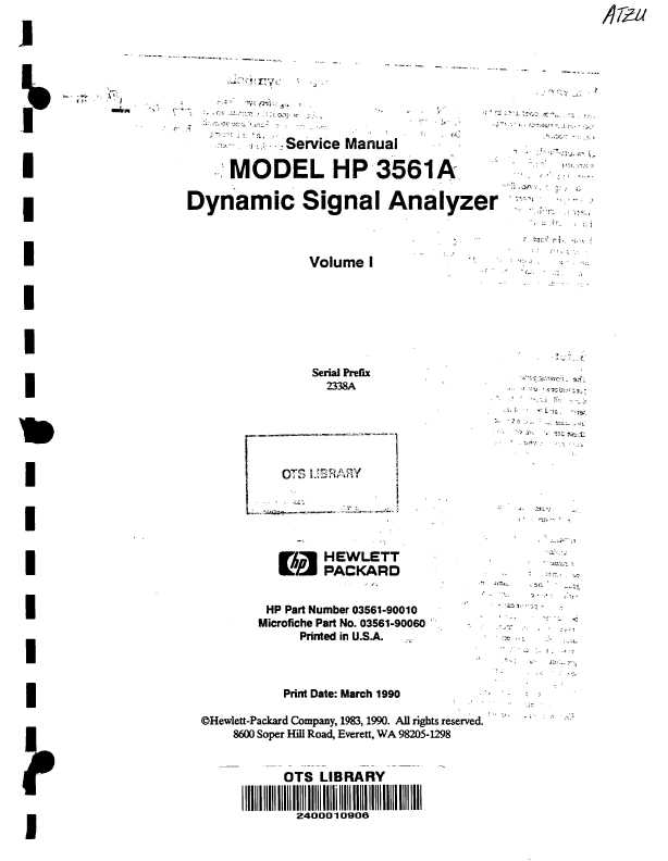 Сервисная инструкция HP (Agilent) 3561A DYNAMIC SIGNAL ANALYZER