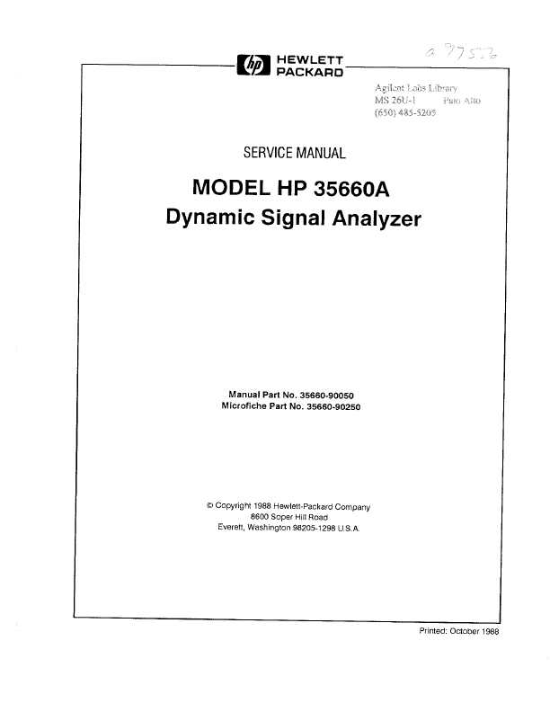Сервисная инструкция HP (Agilent) 35660A DYNAMIC SIGNAL ANALYZER