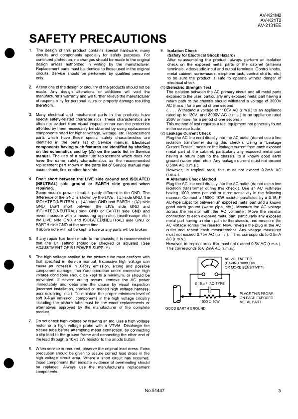 Сервисная инструкция JVC AV-K21M2, AV-K21T2, AV-2131EE