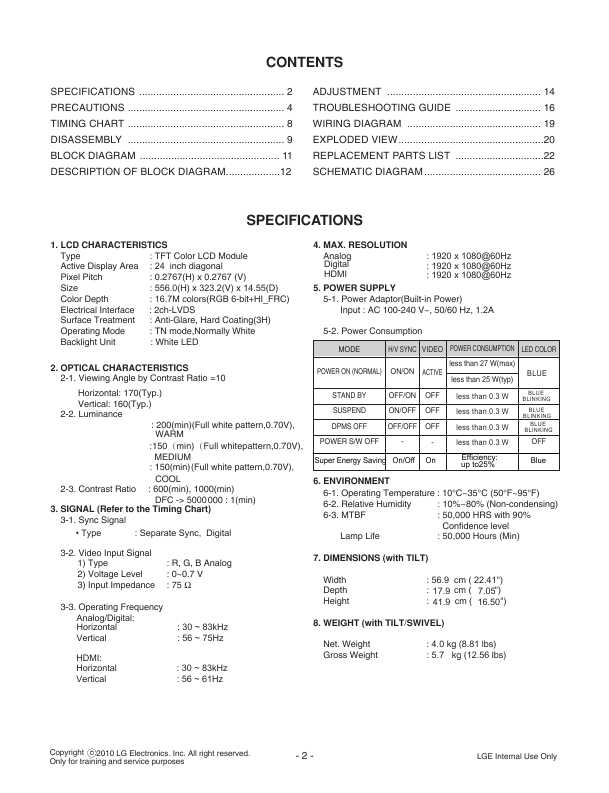 Сервисная инструкция LG E2441V, LM10F