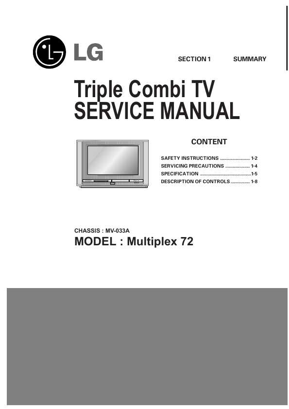 Сервисная инструкция LG MULTIPLEX-72, MV-033A chassis