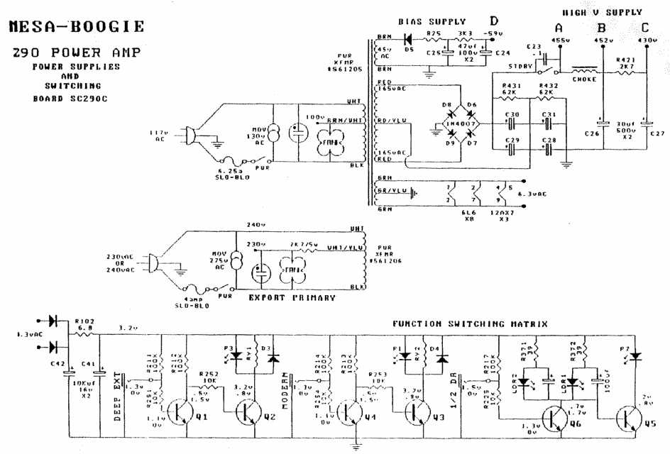 Схема Mesa Boogie 290