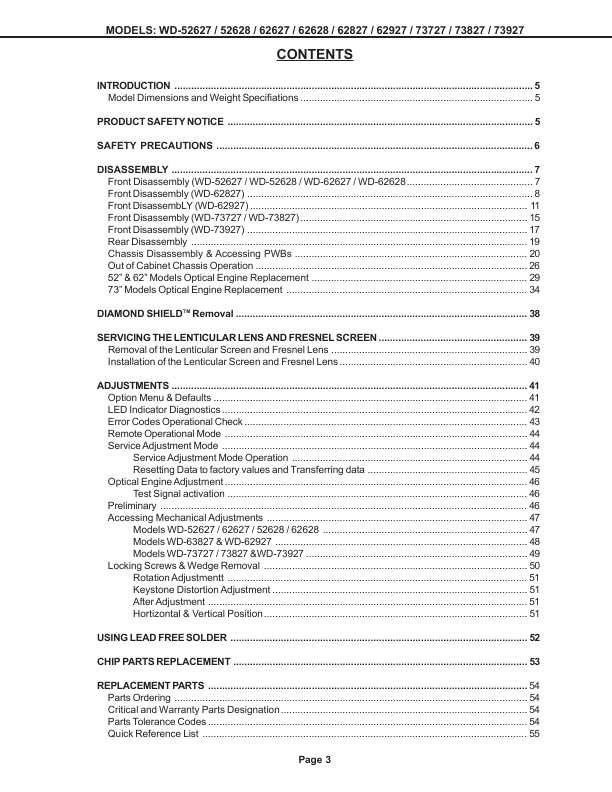 Сервисная инструкция MITSUBISHI WD-62927, WD-73927