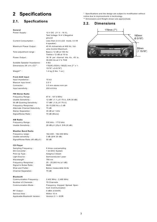 Сервисная инструкция Panasonic CQ-BT5107U