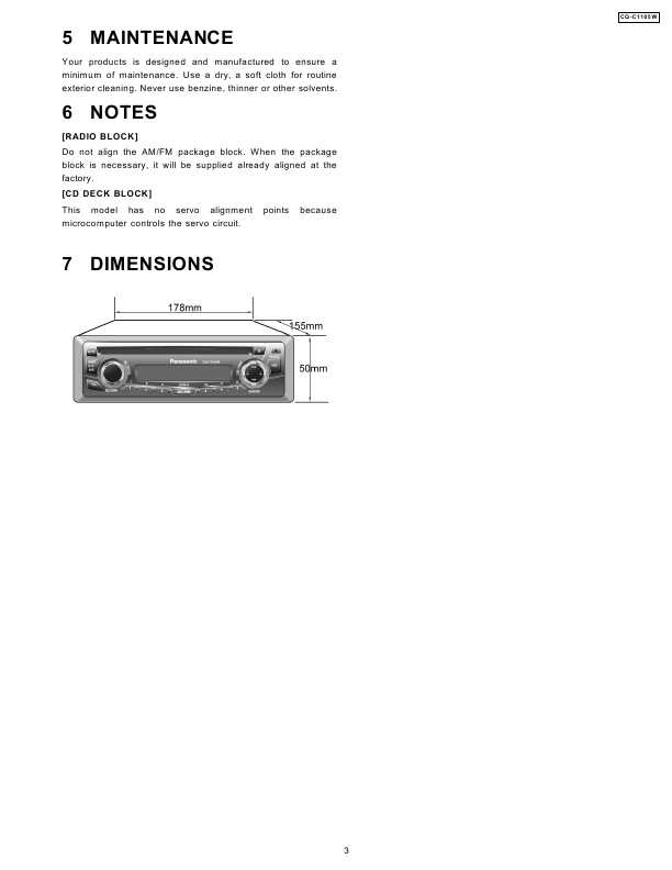 Сервисная инструкция Panasonic CQ-C1105W
