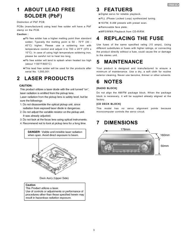 Сервисная инструкция Panasonic CQ-C1301W