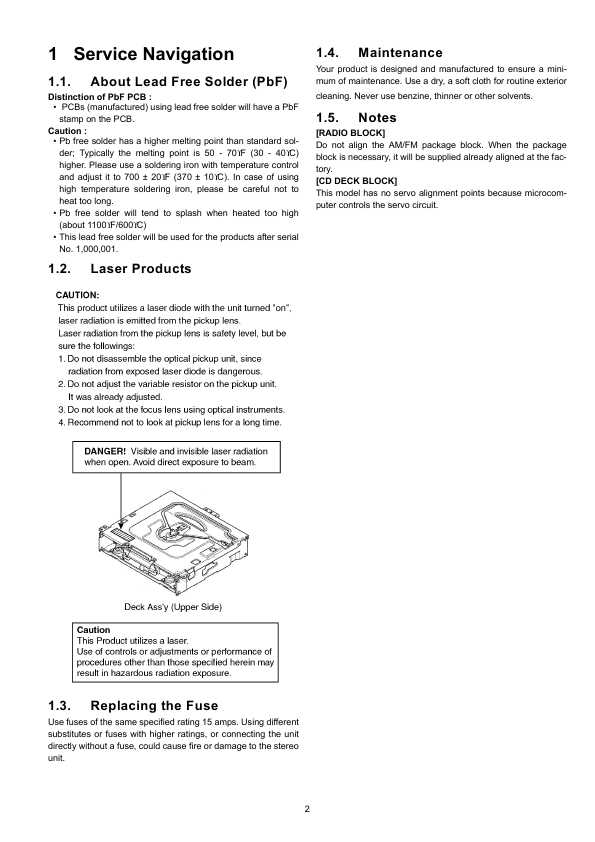 Сервисная инструкция Panasonic CQ-C5305U, CQ-C5405U