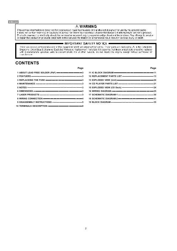 Сервисная инструкция Panasonic CQ-C8403N