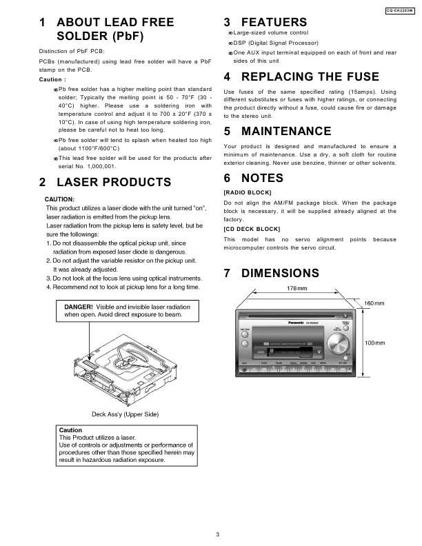 Сервисная инструкция Panasonic CQ-CK2303W