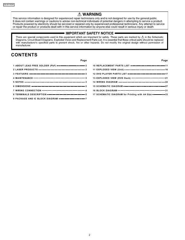 Сервисная инструкция Panasonic CQ-D1703N