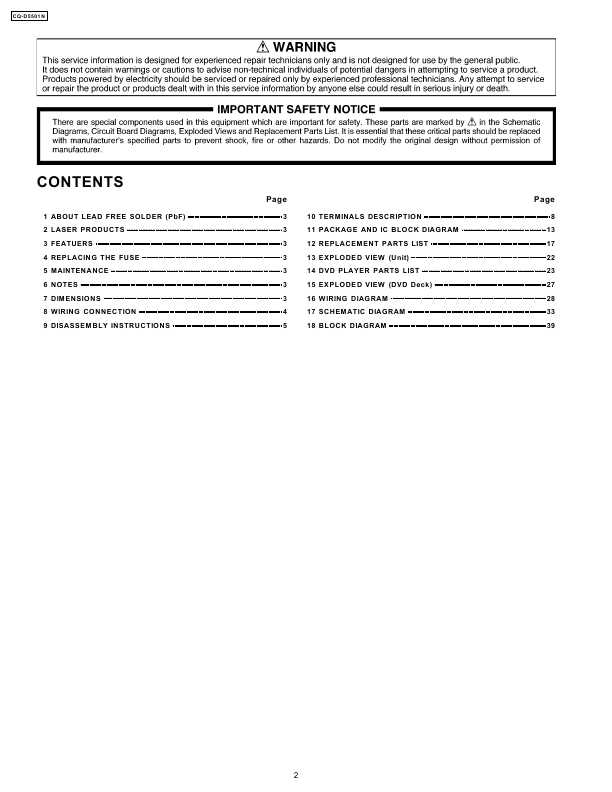 Сервисная инструкция Panasonic CQ-D5501N