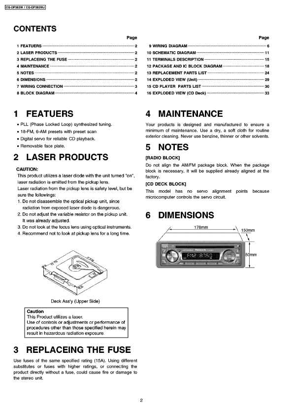 Сервисная инструкция Panasonic CQ-DP383W