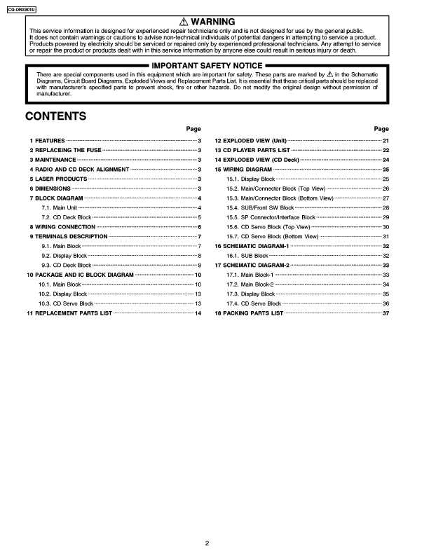 Сервисная инструкция Panasonic CQ-DRX901U