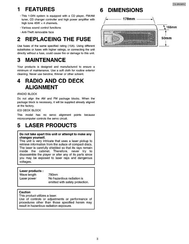 Сервисная инструкция Panasonic CQ-DRX901U