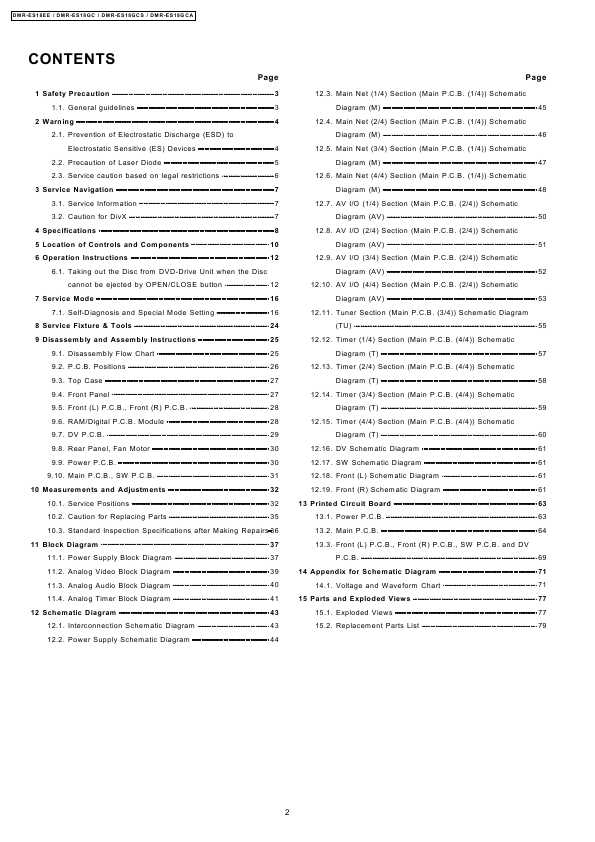 Сервисная инструкция Panasonic DMR-ES18EE