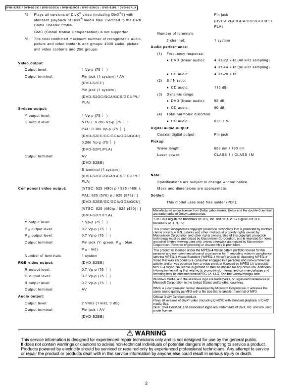 Сервисная инструкция Panasonic DVD-S2EE, GC, PL