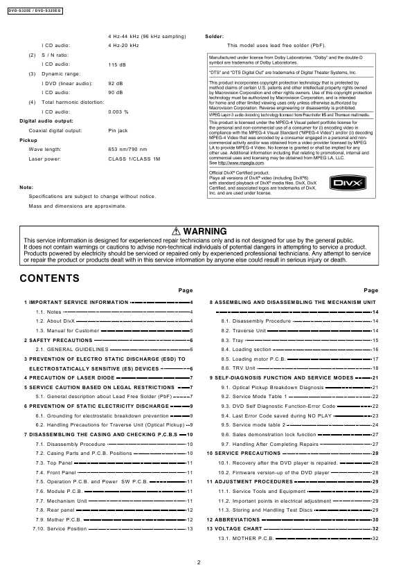 Сервисная инструкция Panasonic DVD-S325E, EG