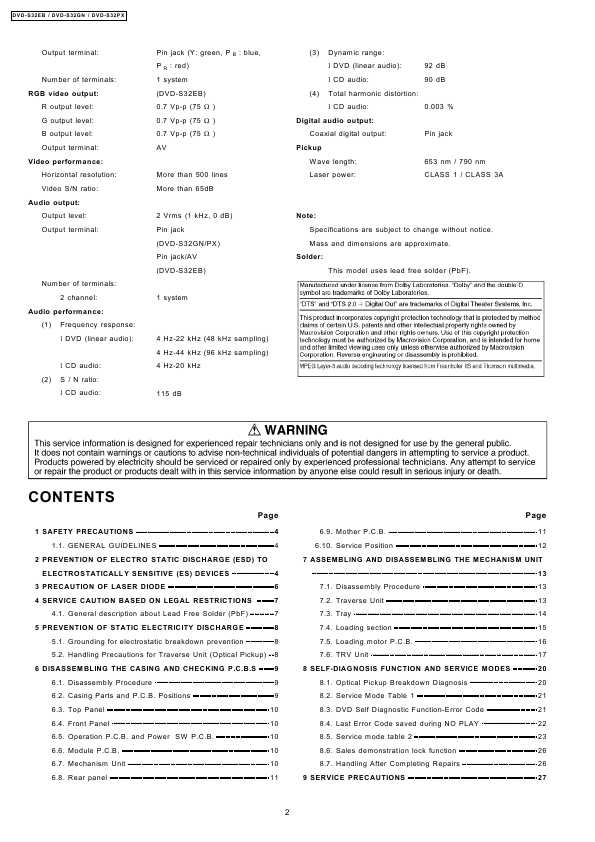 Сервисная инструкция Panasonic DVD-S32EB, GN, PX