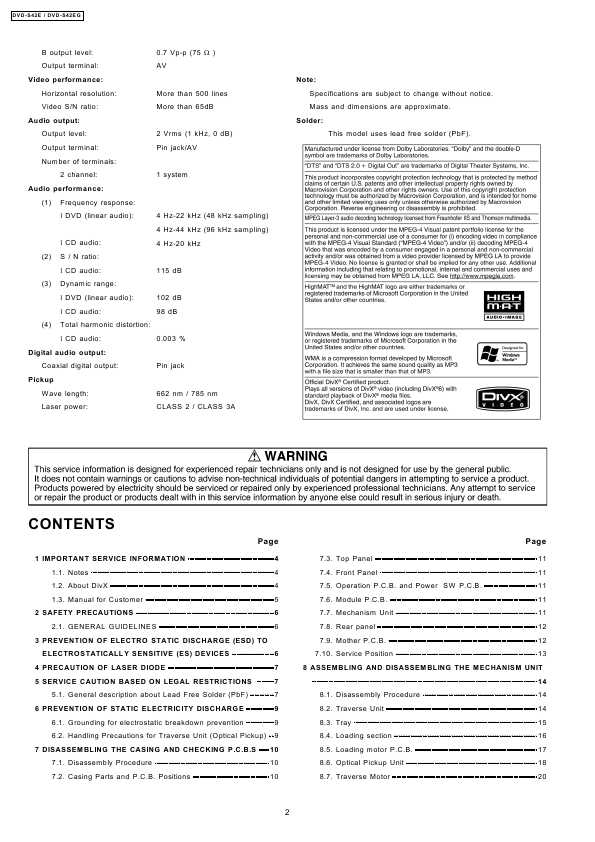 Сервисная инструкция Panasonic DVD-S42E, EG