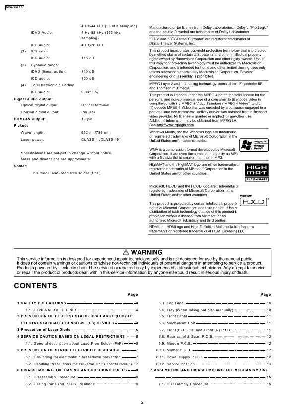 Сервисная инструкция Panasonic DVD-S99EG