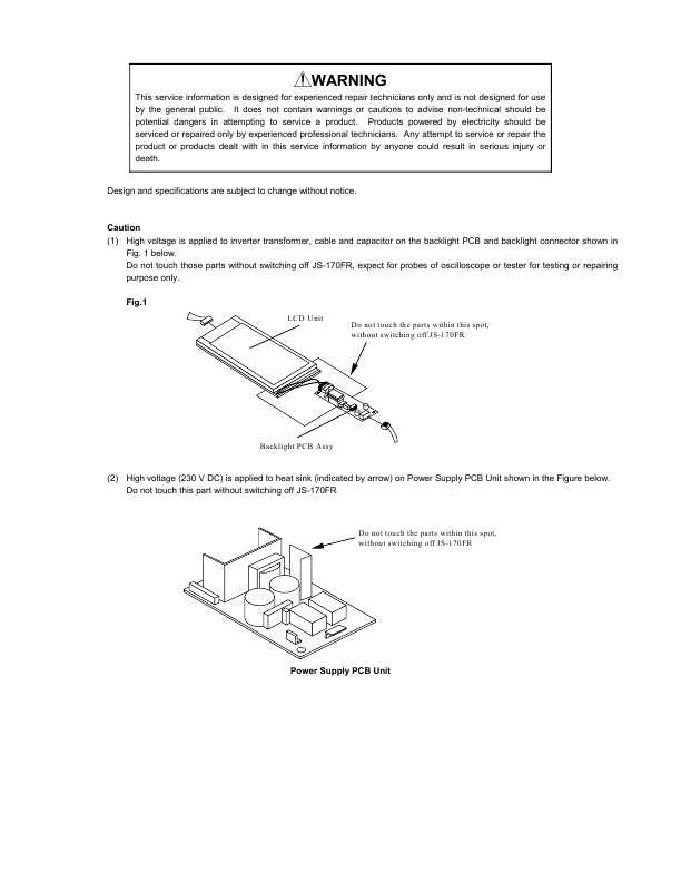 Сервисная инструкция Panasonic JS-170FR-XX