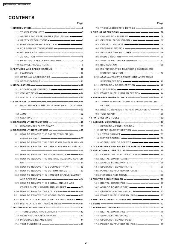 Сервисная инструкция Panasonic KX-FT902LS-B, KX-FT904LS-B