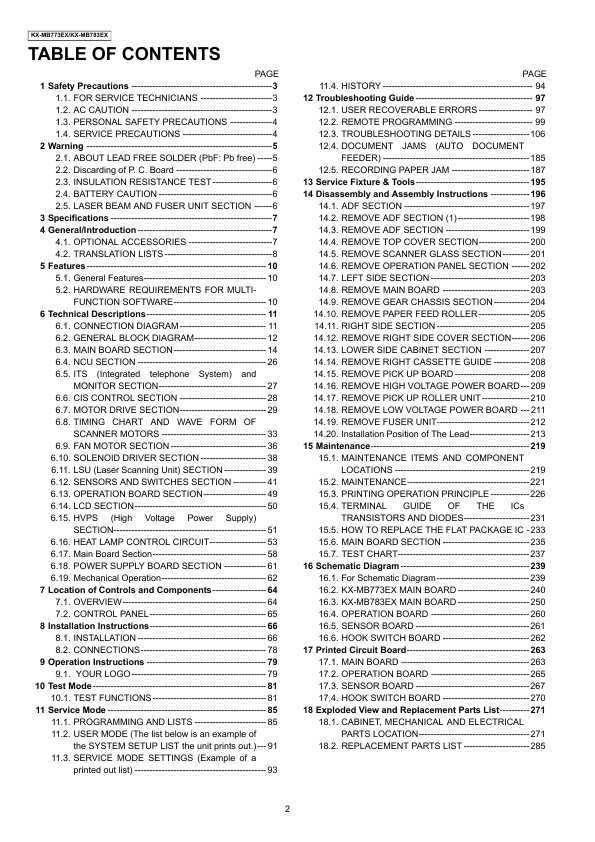 Сервисная инструкция Panasonic KX-MB773EX, KX-MB783EX