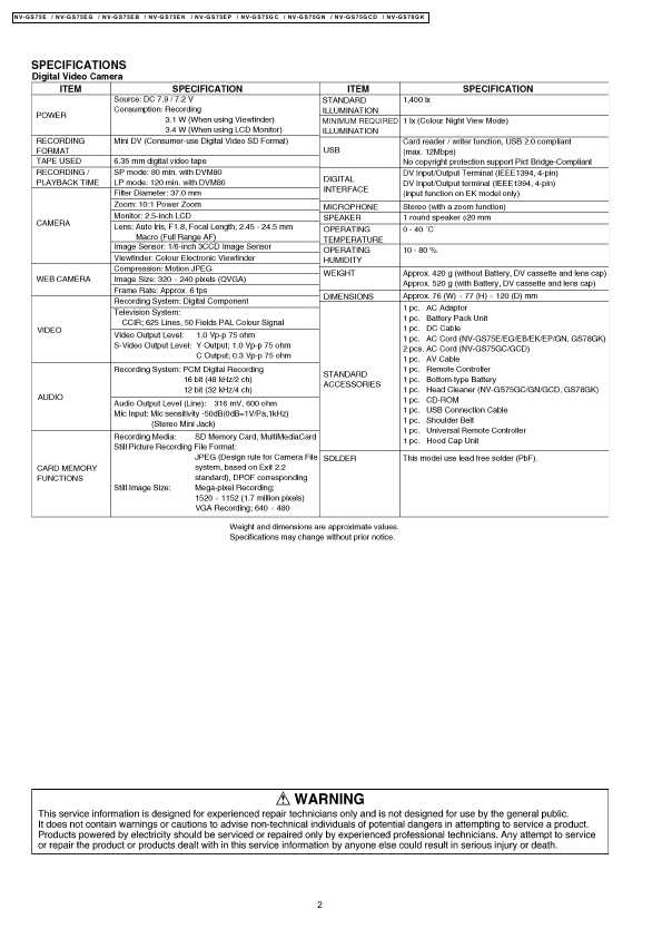 Сервисная инструкция Panasonic NV-GS75, NV-GS78