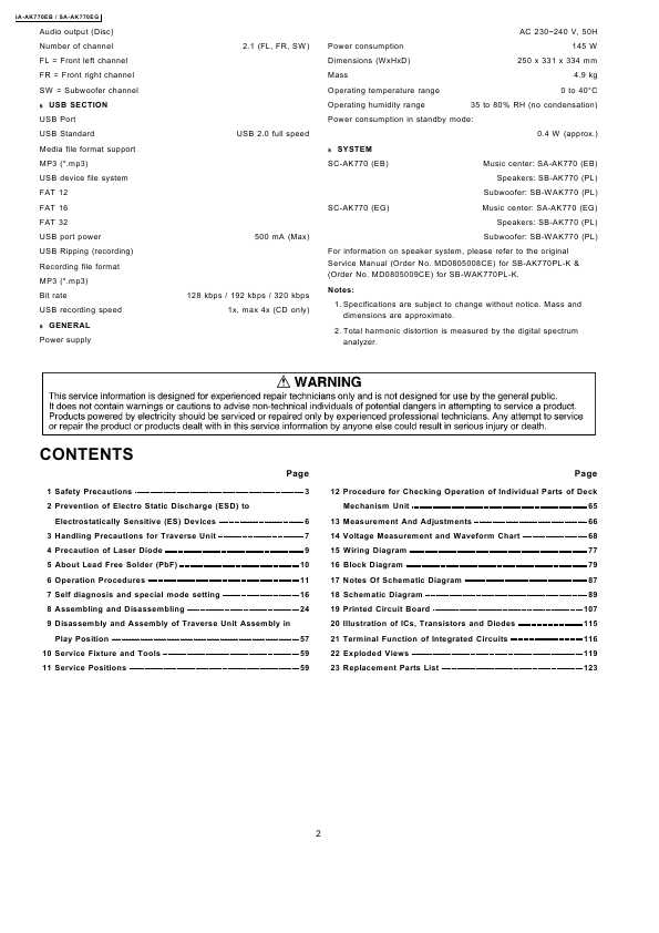 Сервисная инструкция Panasonic SA-AK770E