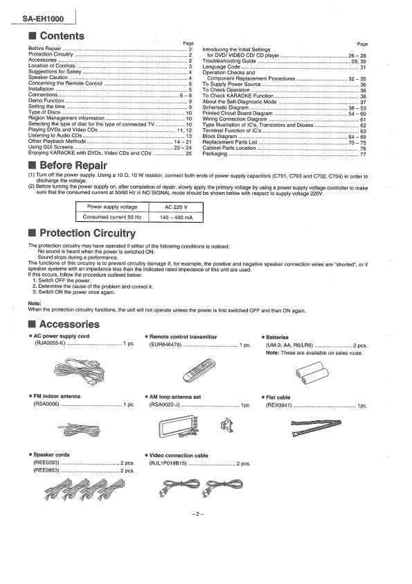 Сервисная инструкция Panasonic SA-EH1000
