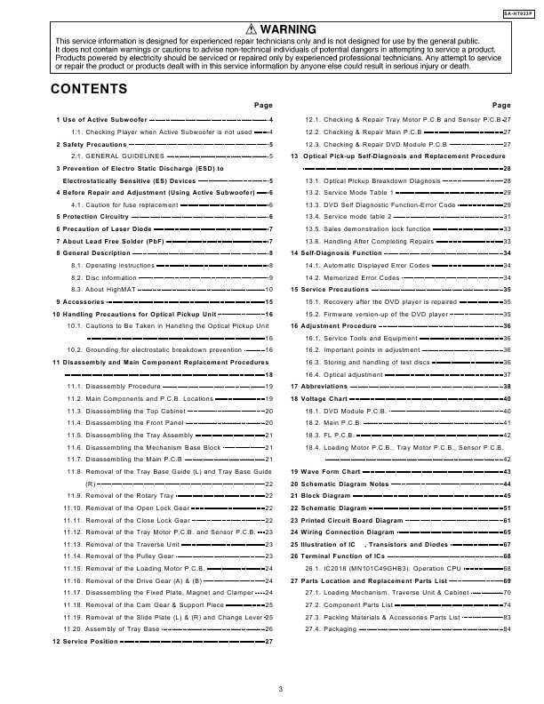 Сервисная инструкция Panasonic SA-HT933P