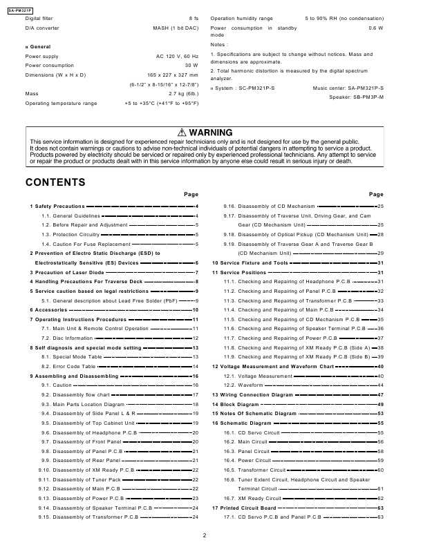 Сервисная инструкция Panasonic SA-PM321P