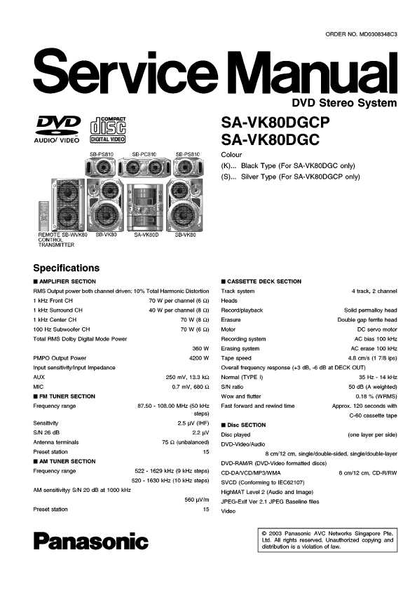 Panasonic sa-vk80d 