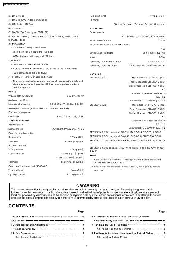 Сервисная инструкция Panasonic SA-VK91DGC (SC-VK91)