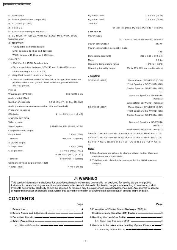 Сервисная инструкция Panasonic SA-VK91DGCS (SC-VK91)