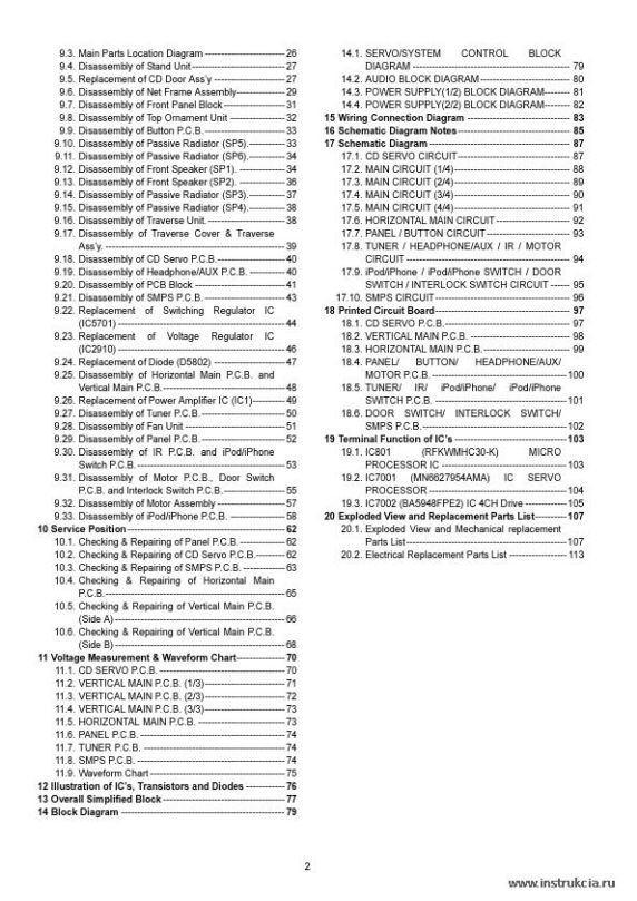 Сервисная инструкция PANASONIC SC-HC30P