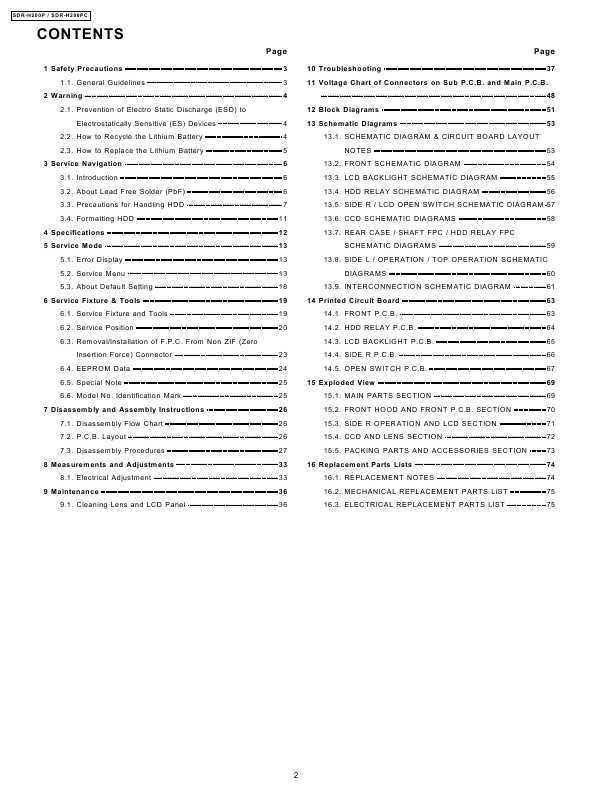Сервисная инструкция Panasonic SDR-H200P, SDR-H200PC