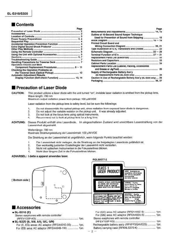 Сервисная инструкция Panasonic SL-S318, SL-S320