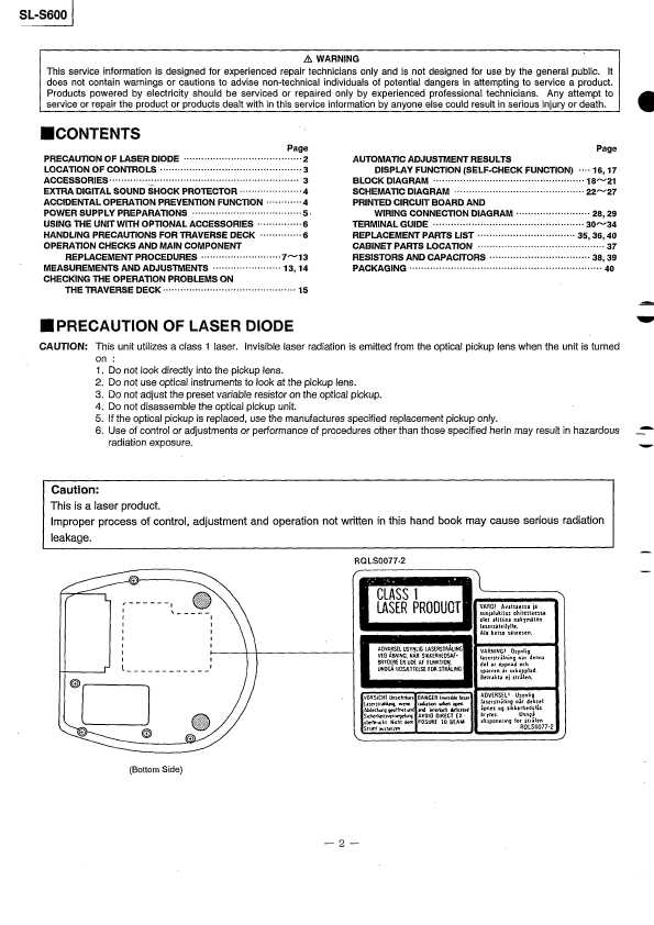 Сервисная инструкция Panasonic SL-S600