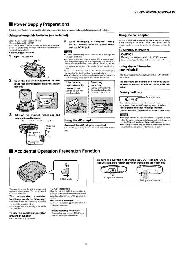Сервисная инструкция Panasonic SL-SW205, SL-SW405, SL-SW415