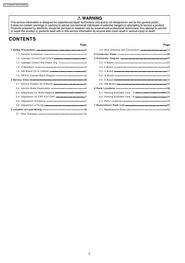Сервисная инструкция Panasonic TC-21RX20P GP41Z