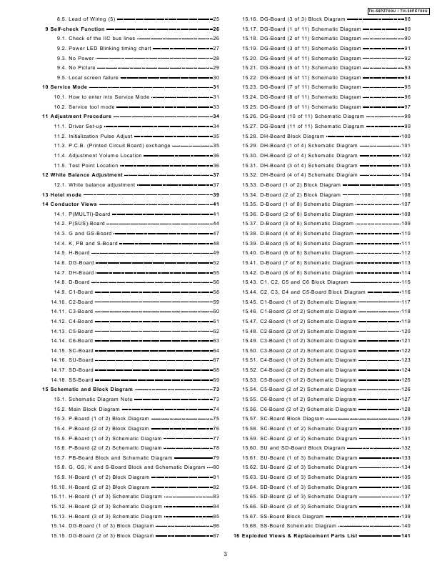 Сервисная инструкция Panasonic TH-50PE700U, TH-50PZ700U